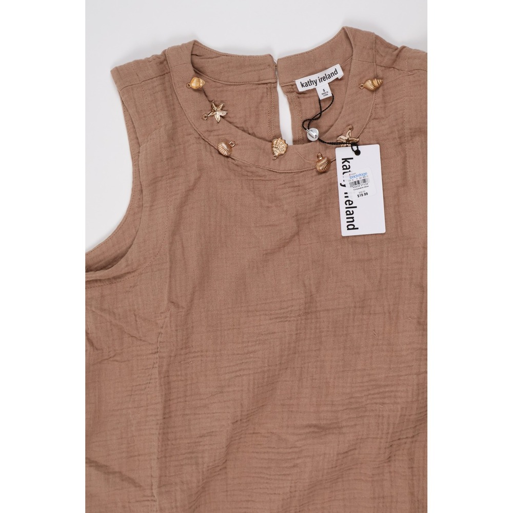 Kathy Ireland Shift Dress Coastal Charm Brown Gauze Small NWT - Picture 6 of 7